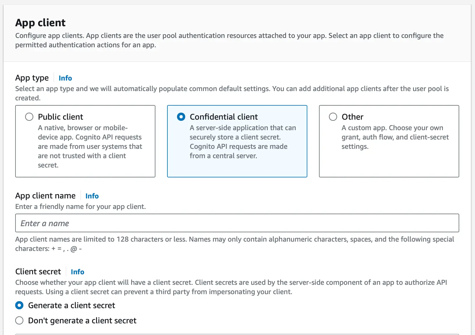 AWS Cognito configuration