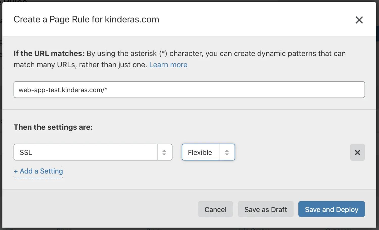 Cloudflare setup - Replace the url used with your own url